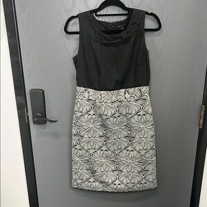 Banana Republic Black and Silver Sheath Dress Sleeveless Cowl Neck